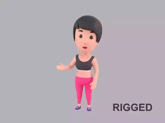 Cartoon Female Character Rigged 112