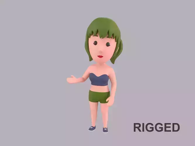 Cartoon Female Character Rigged 111