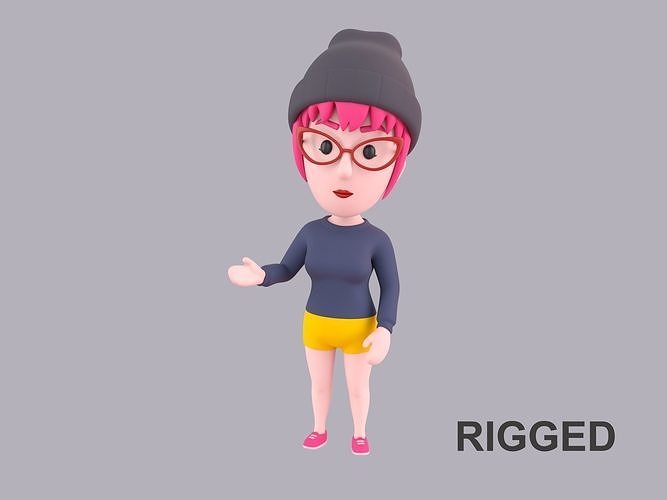Cartoon Female Character Rigged 110 3D model