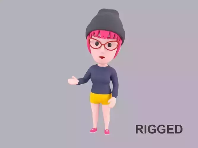 Cartoon Female Character Rigged 110
