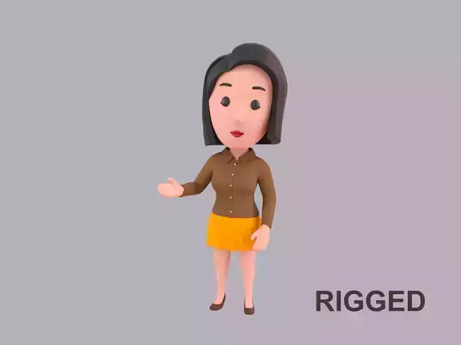 Cartoon Female Character Rigged 108