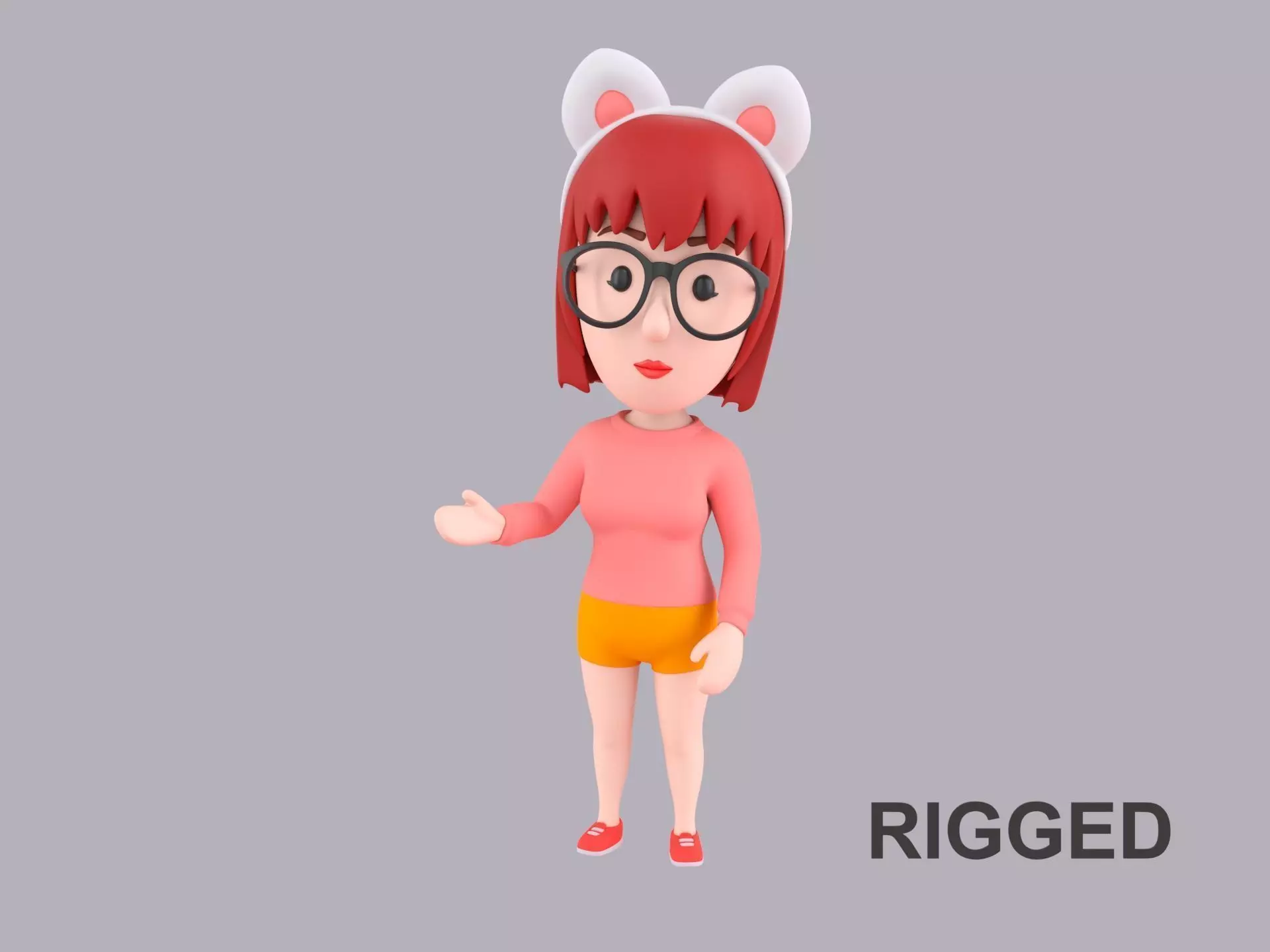 Cartoon Female Character Rigged 107 3D model_0
