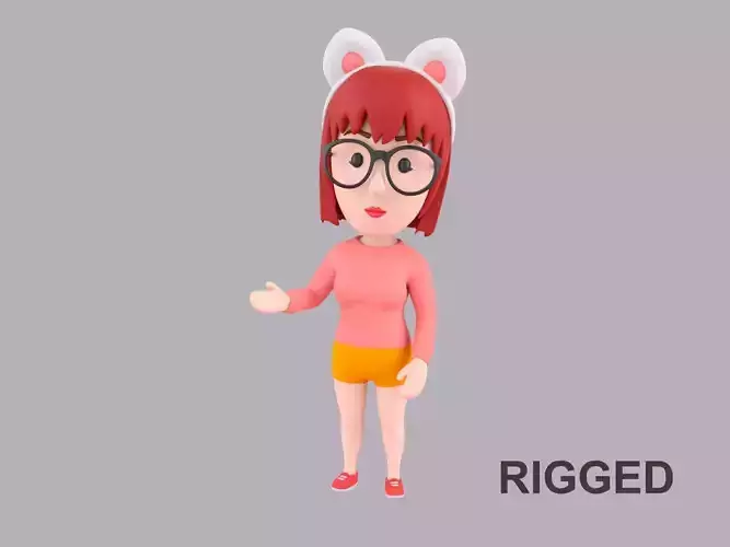 Cartoon Female Character Rigged 107 3D model