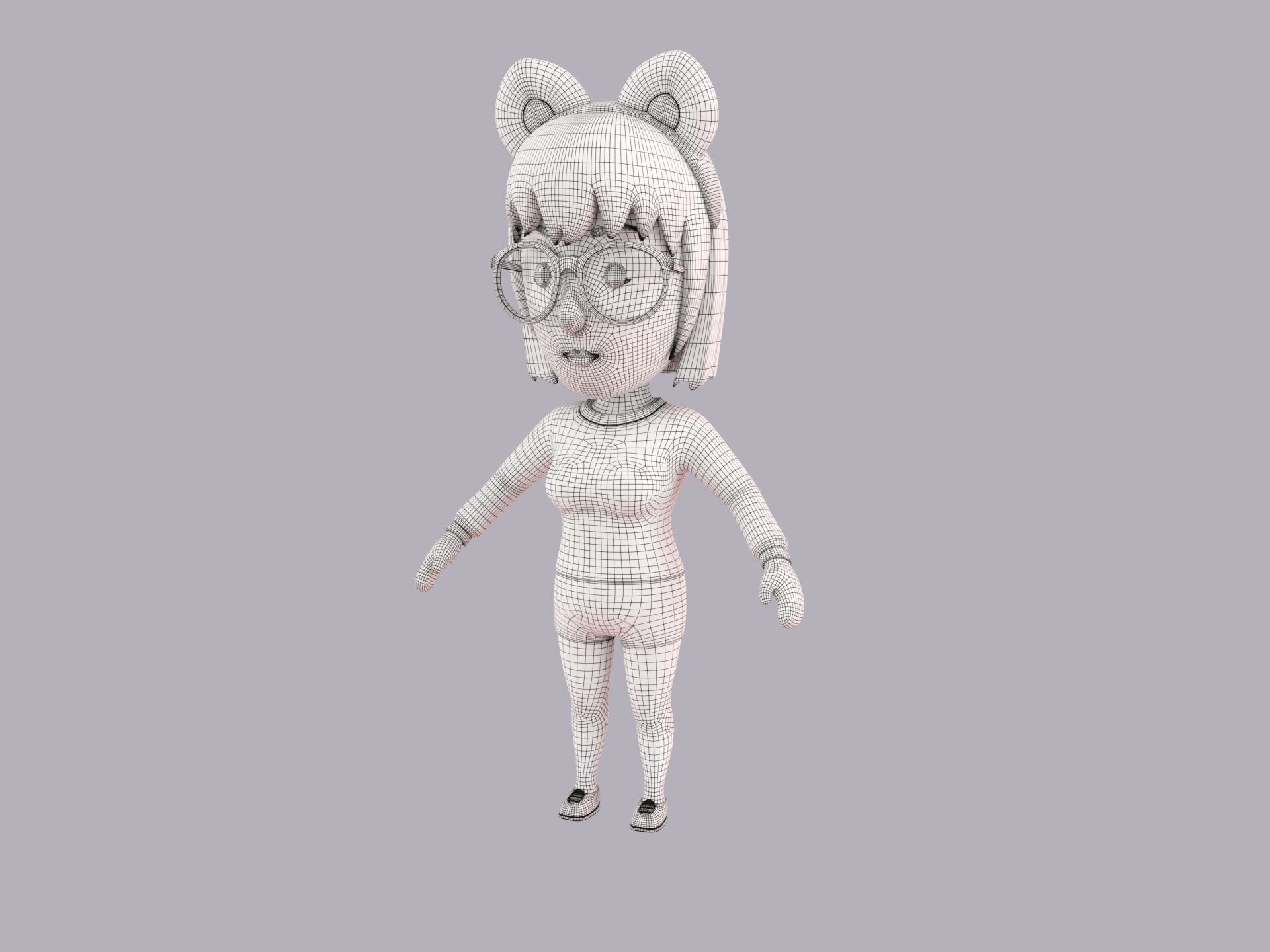 Cartoon Female Character Rigged 107 3D model_9