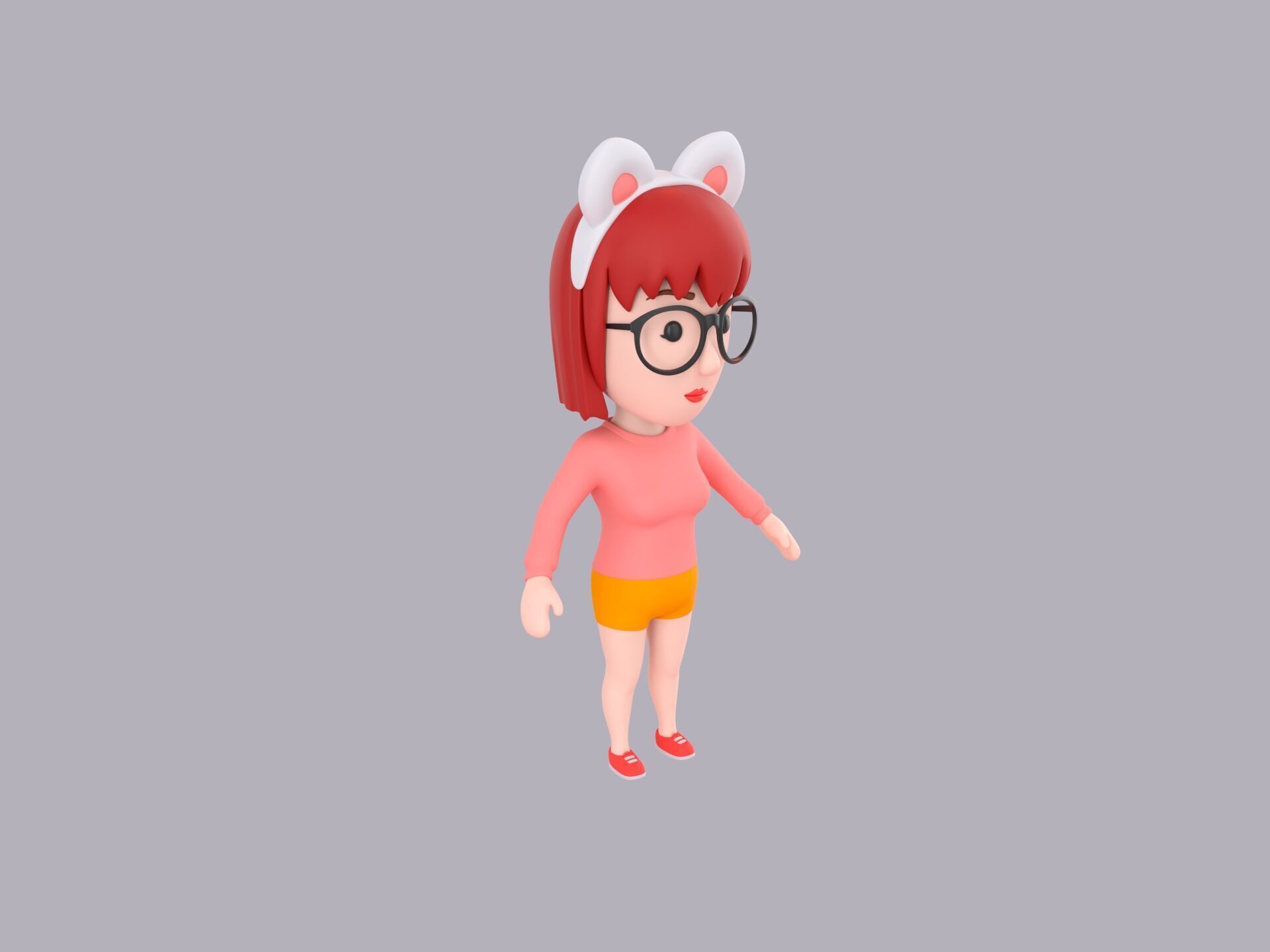 Cartoon Female Character Rigged 107 3D model_3