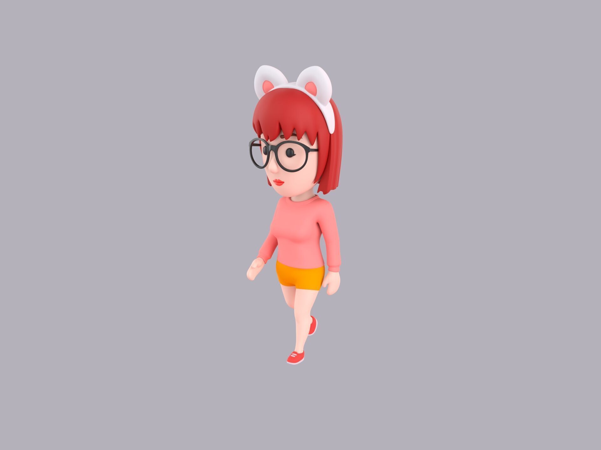 Cartoon Female Character Rigged 107 3D model_1