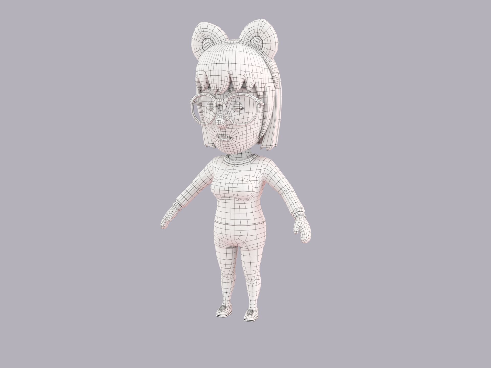 Cartoon Female Character Rigged 107 3D model_8