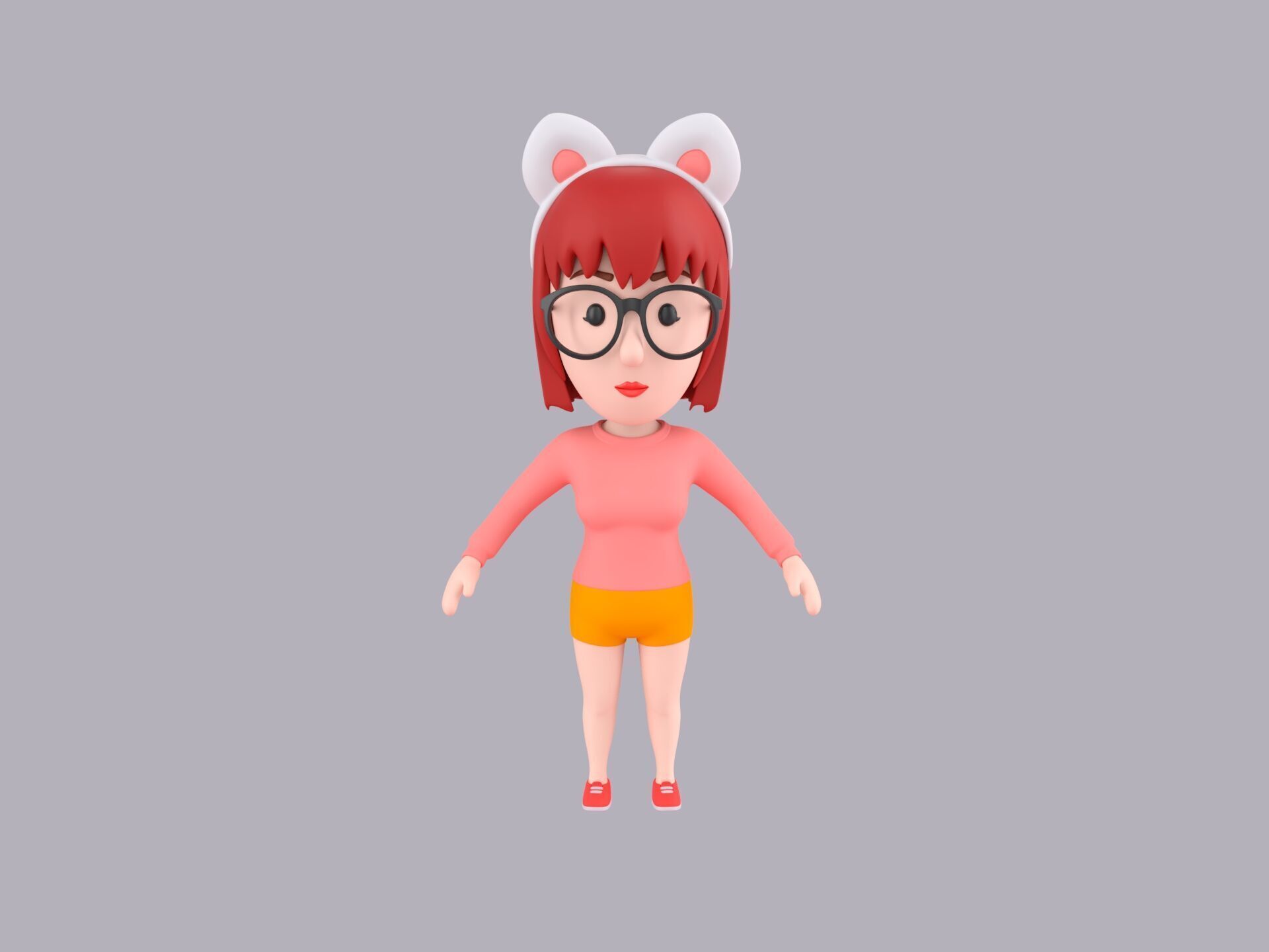 Cartoon Female Character Rigged 107 3D model_2