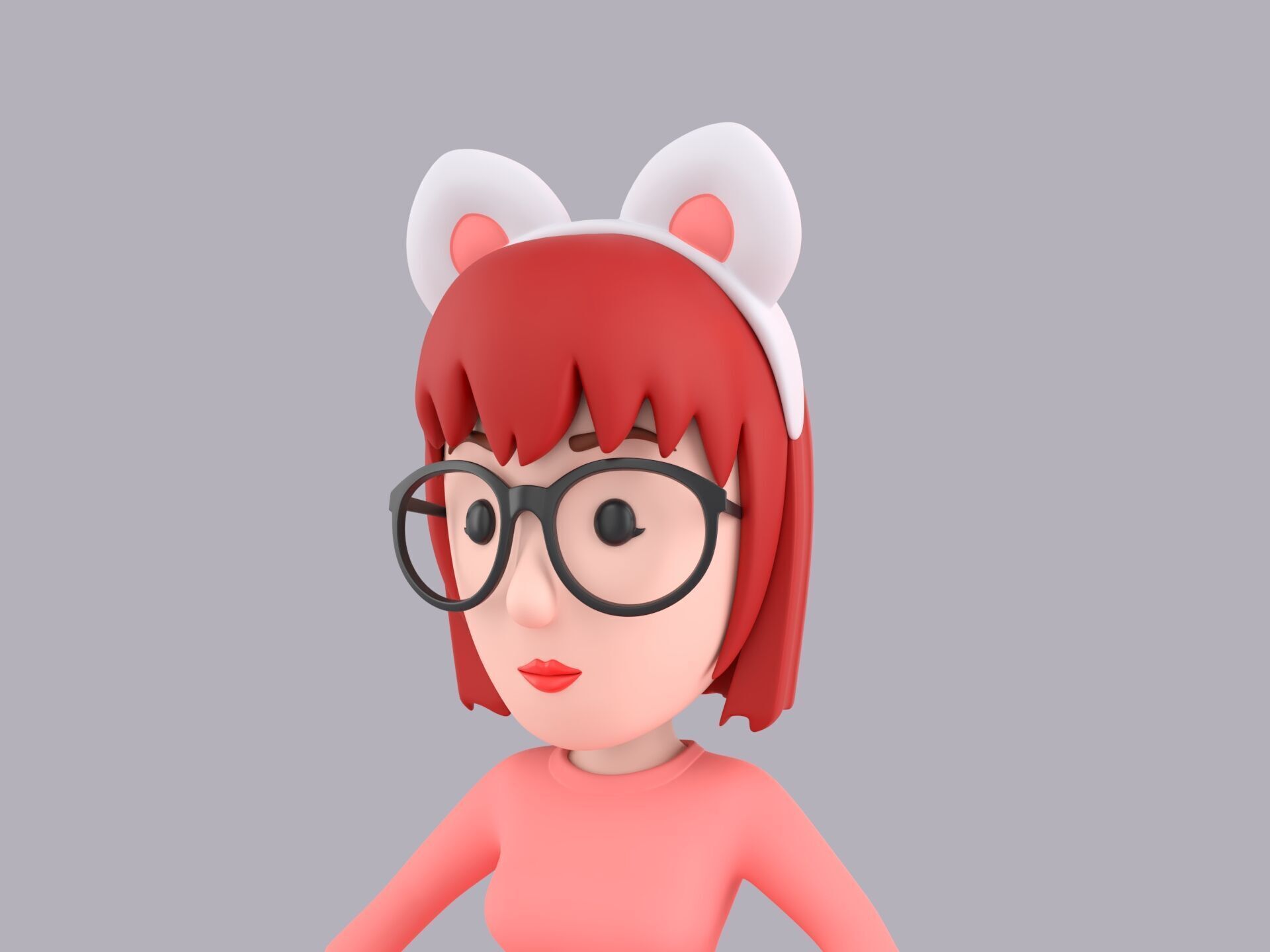 Cartoon Female Character Rigged 107 3D model_5