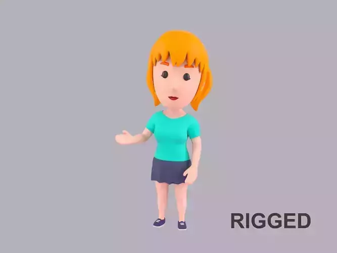 Cartoon Female Character Rigged 106