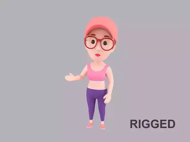 Cartoon Female Character Rigged 105