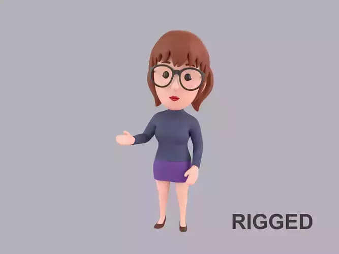 Cartoon Female Character Rigged 104