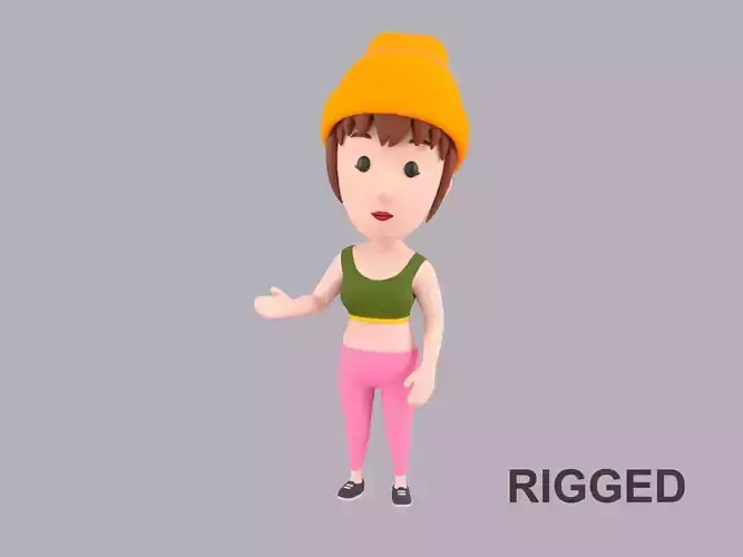 Cartoon Female Character Rigged 103