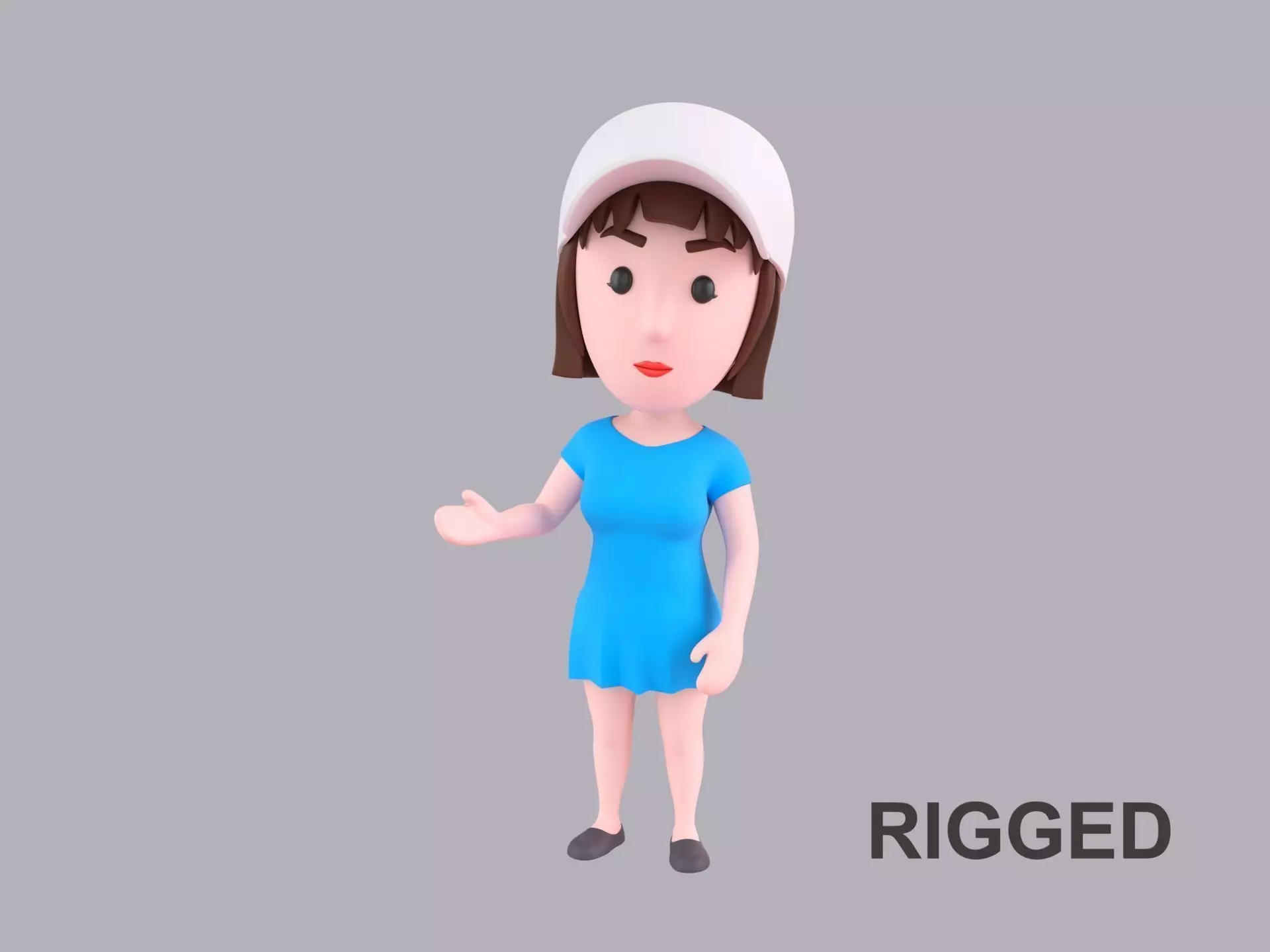 Cartoon Female Character Rigged 102 3D model
