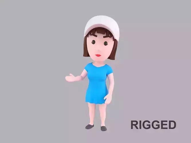 Cartoon Female Character Rigged 102