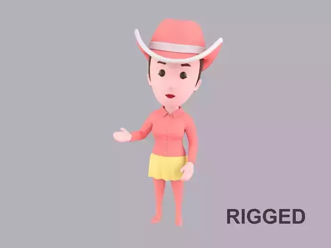 Cartoon Female Character Rigged 099