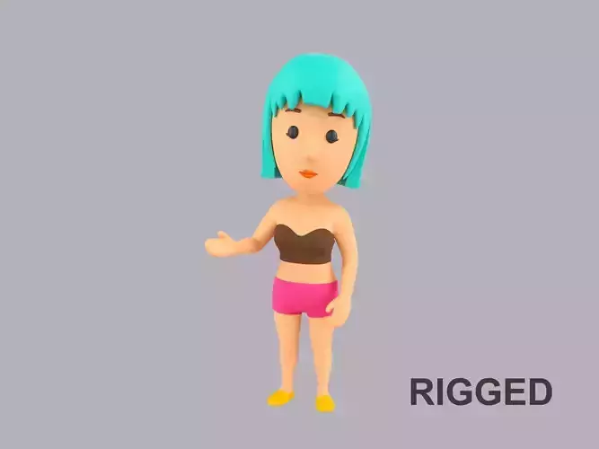 Cartoon Female Character Rigged 098