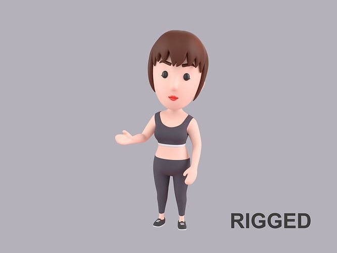 Cartoon Female Character Rigged 097 3D model