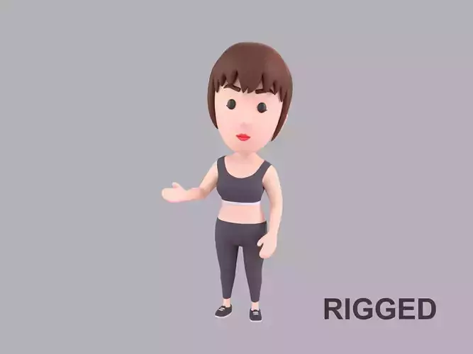 Cartoon Female Character Rigged 097