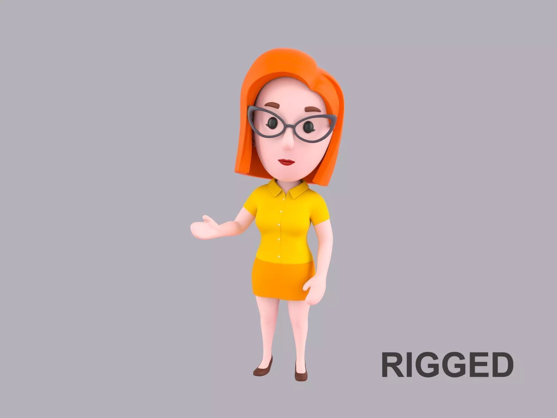 Cartoon Female Character Rigged 096 3D model