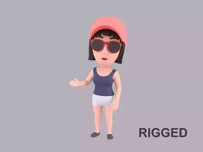 Cartoon Female Character Rigged 095