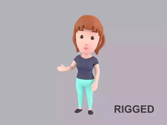 Cartoon Female Character Rigged 094