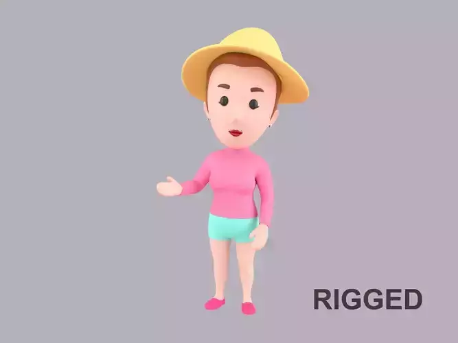 Cartoon Female Character Rigged 092