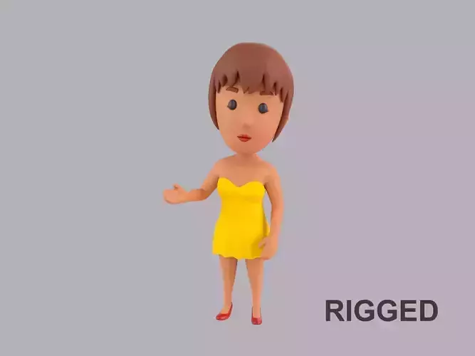 Cartoon Female Character Rigged 091