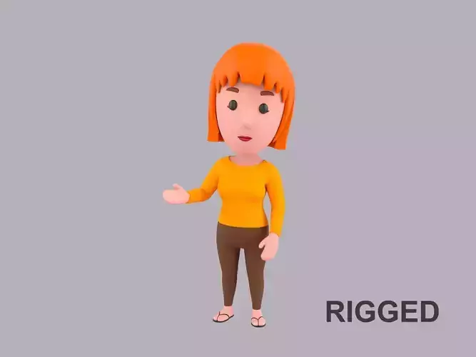 Cartoon Female Character Rigged 090