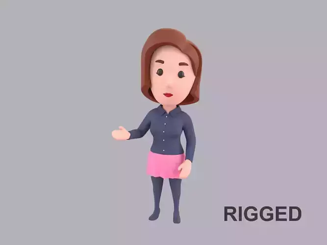Cartoon Female Character Rigged 089