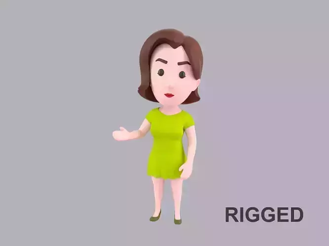 Cartoon Female Character Rigged 088