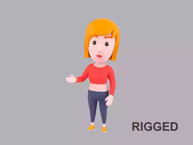 Cartoon Female Character Rigged 087