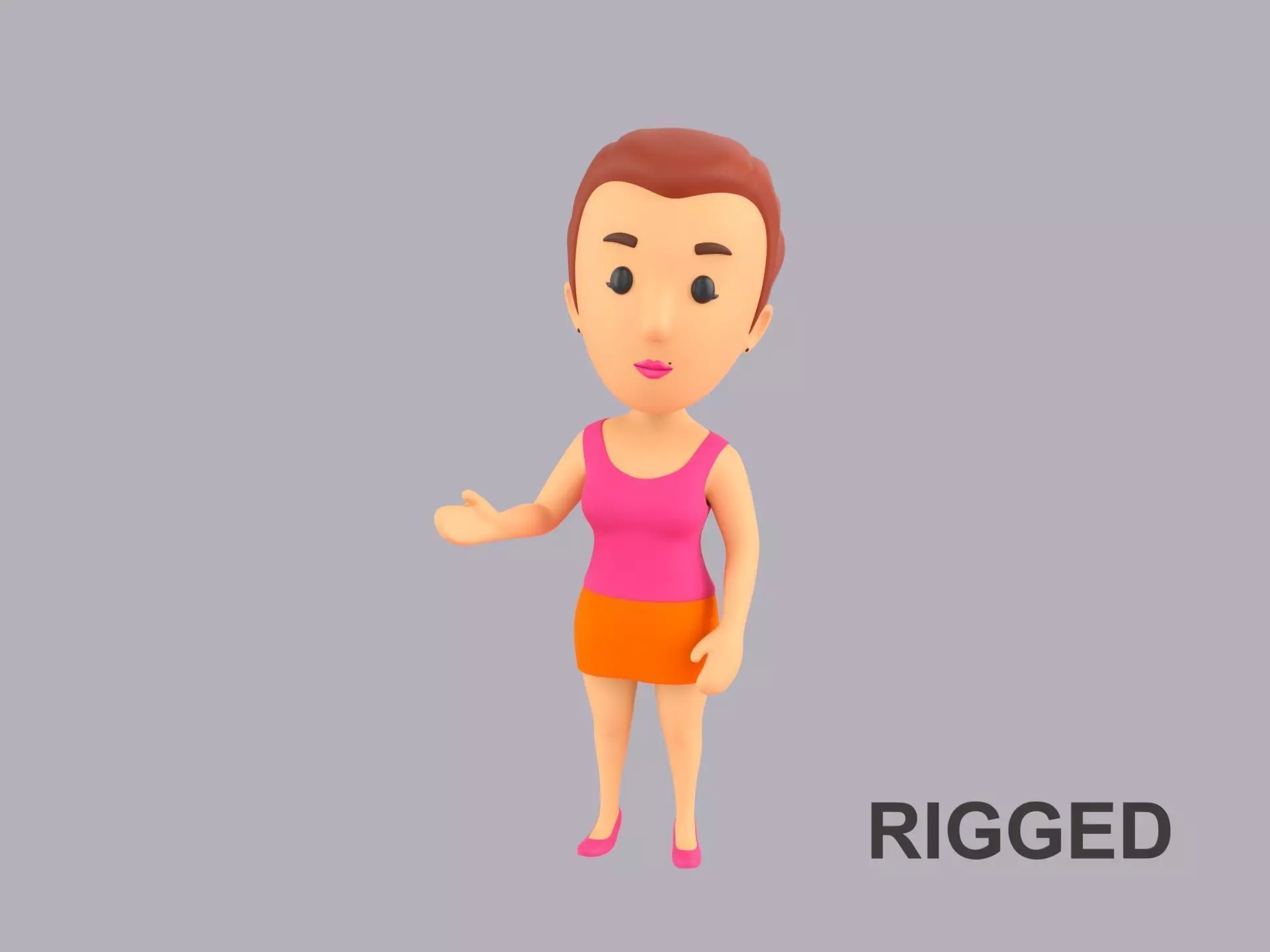 Cartoon Female Character Rigged 086 3D model