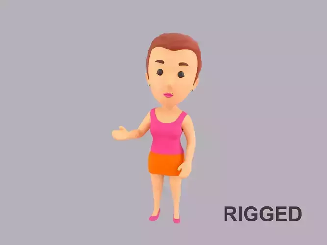 Cartoon Female Character Rigged 086