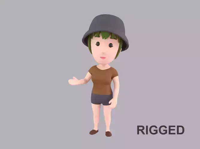 Cartoon Female Character Rigged 085 3D model