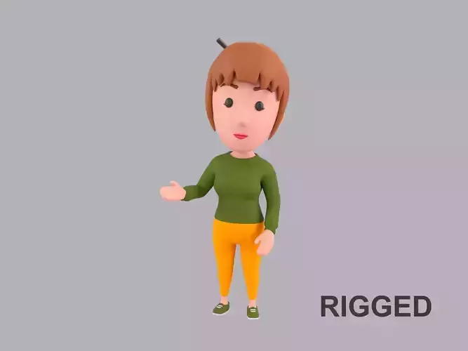Cartoon Female Character Rigged 084