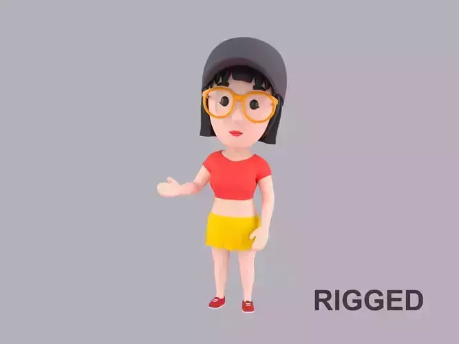 Cartoon Female Character Rigged 083