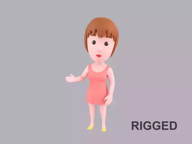 Cartoon Female Character Rigged 081