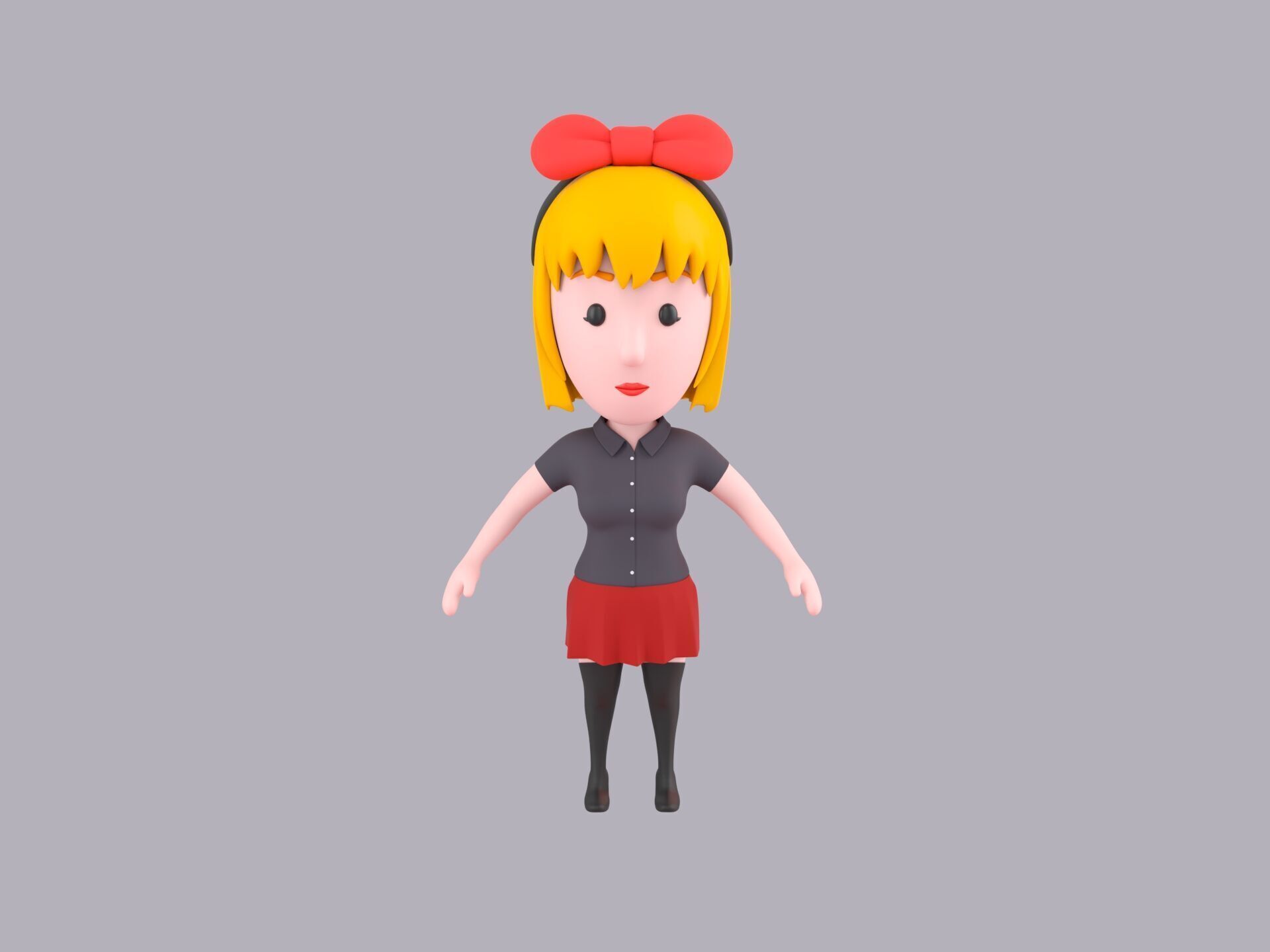 Cartoon Female Character Rigged 079 3D model_2