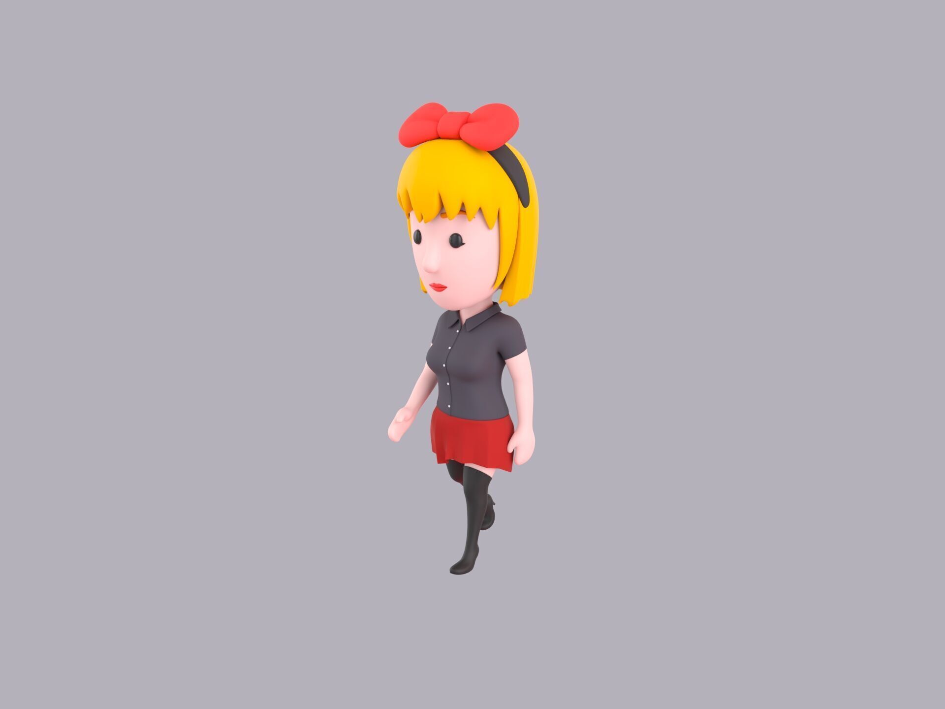Cartoon Female Character Rigged 079 3D model_1