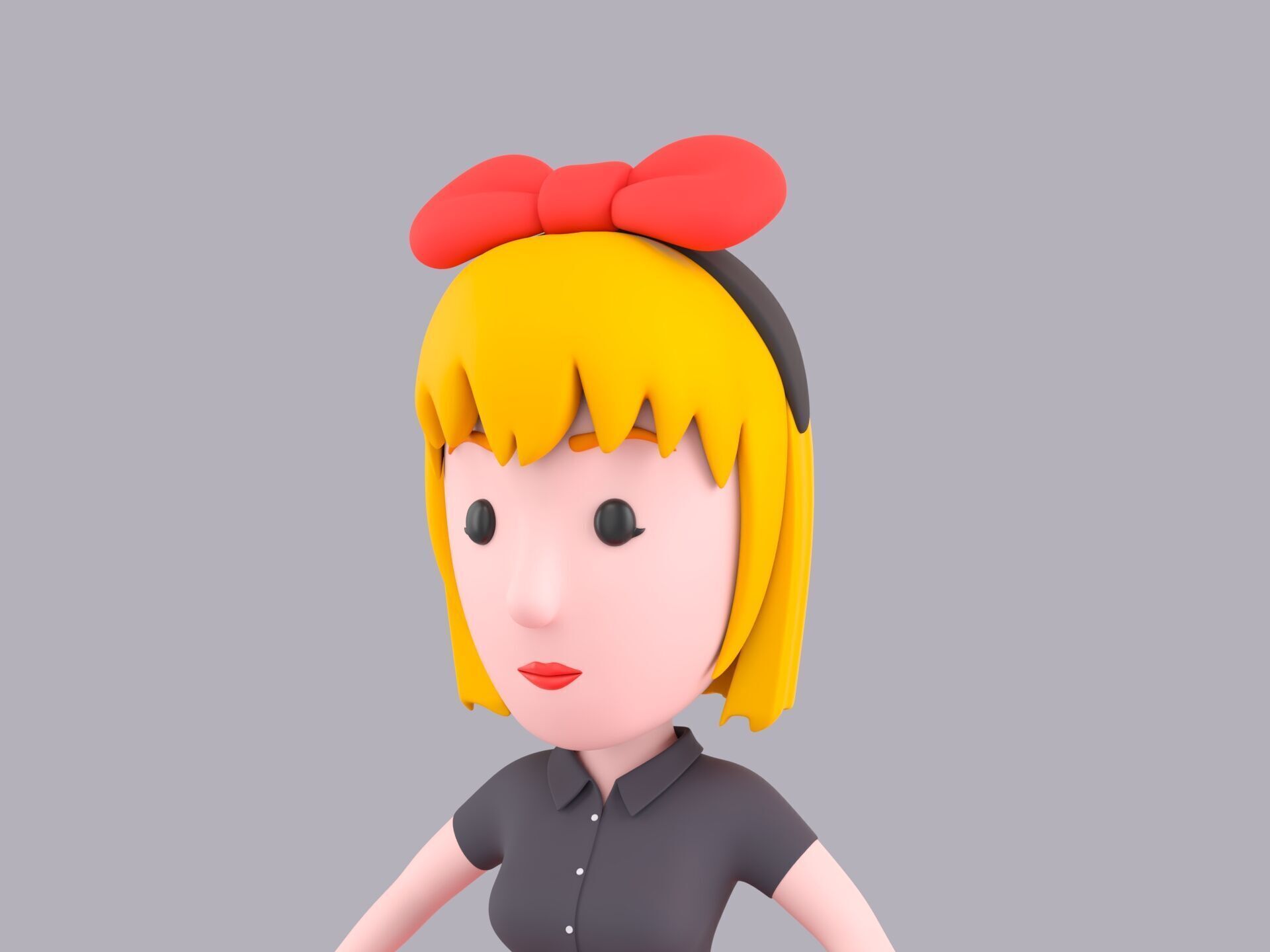 Cartoon Female Character Rigged 079 3D model_5