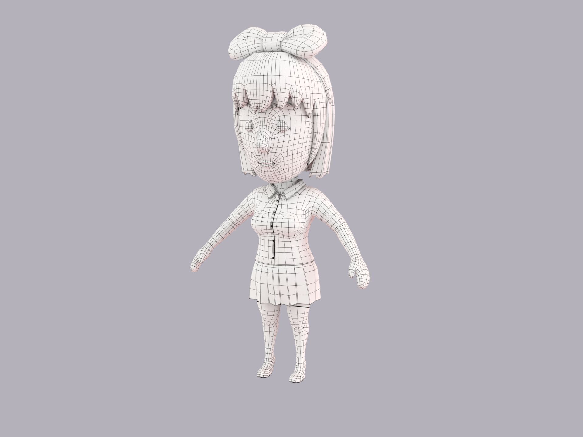 Cartoon Female Character Rigged 079 3D model_8