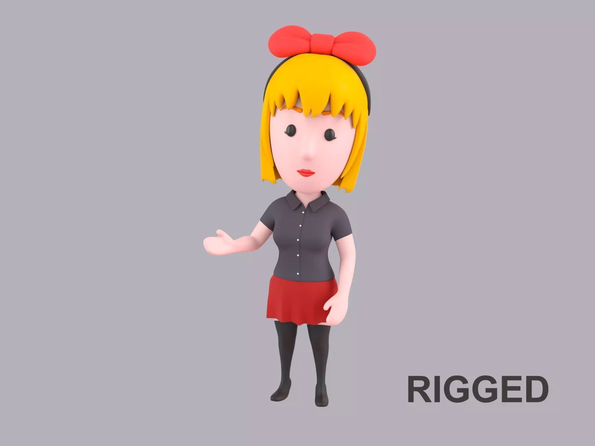 Cartoon Female Character Rigged 079 3D model_0