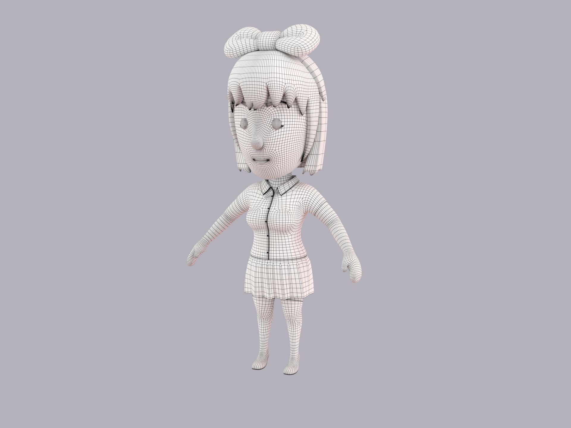 Cartoon Female Character Rigged 079 3D model_9