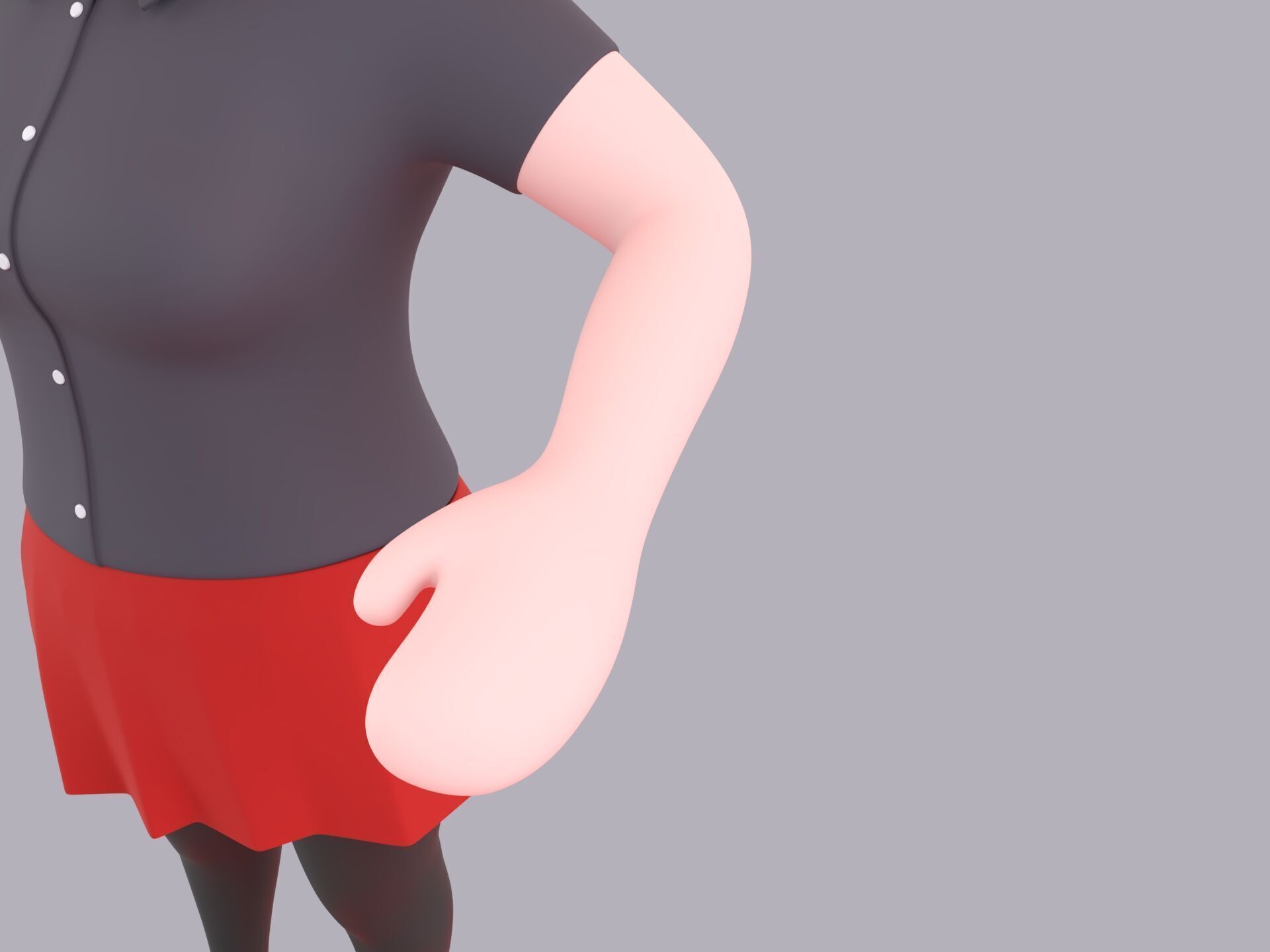 Cartoon Female Character Rigged 079 3D model_6