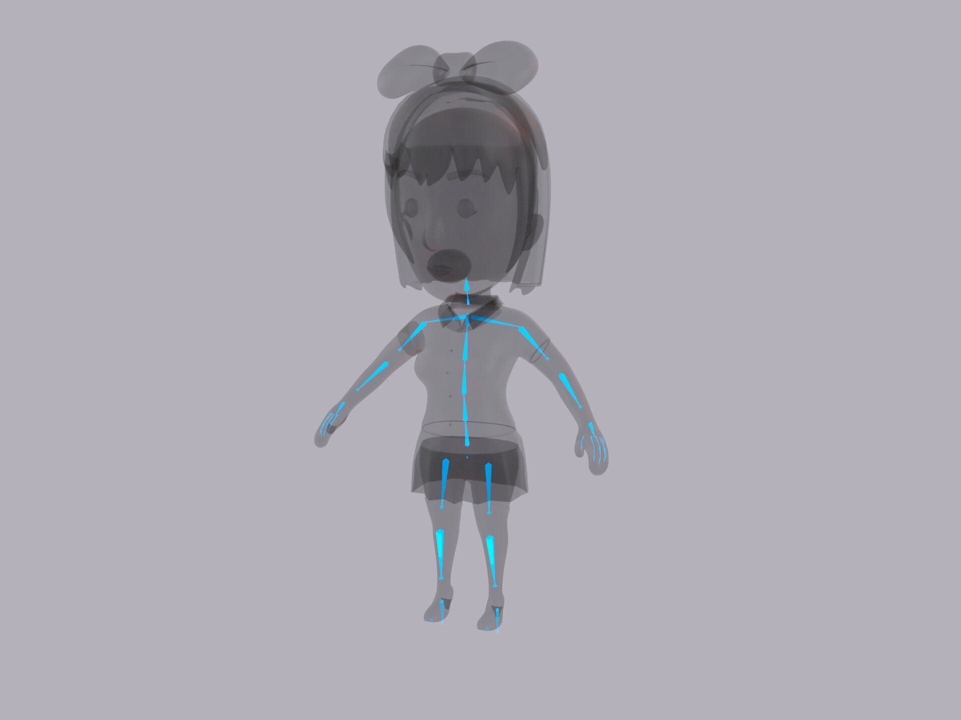 Cartoon Female Character Rigged 079 3D model_10