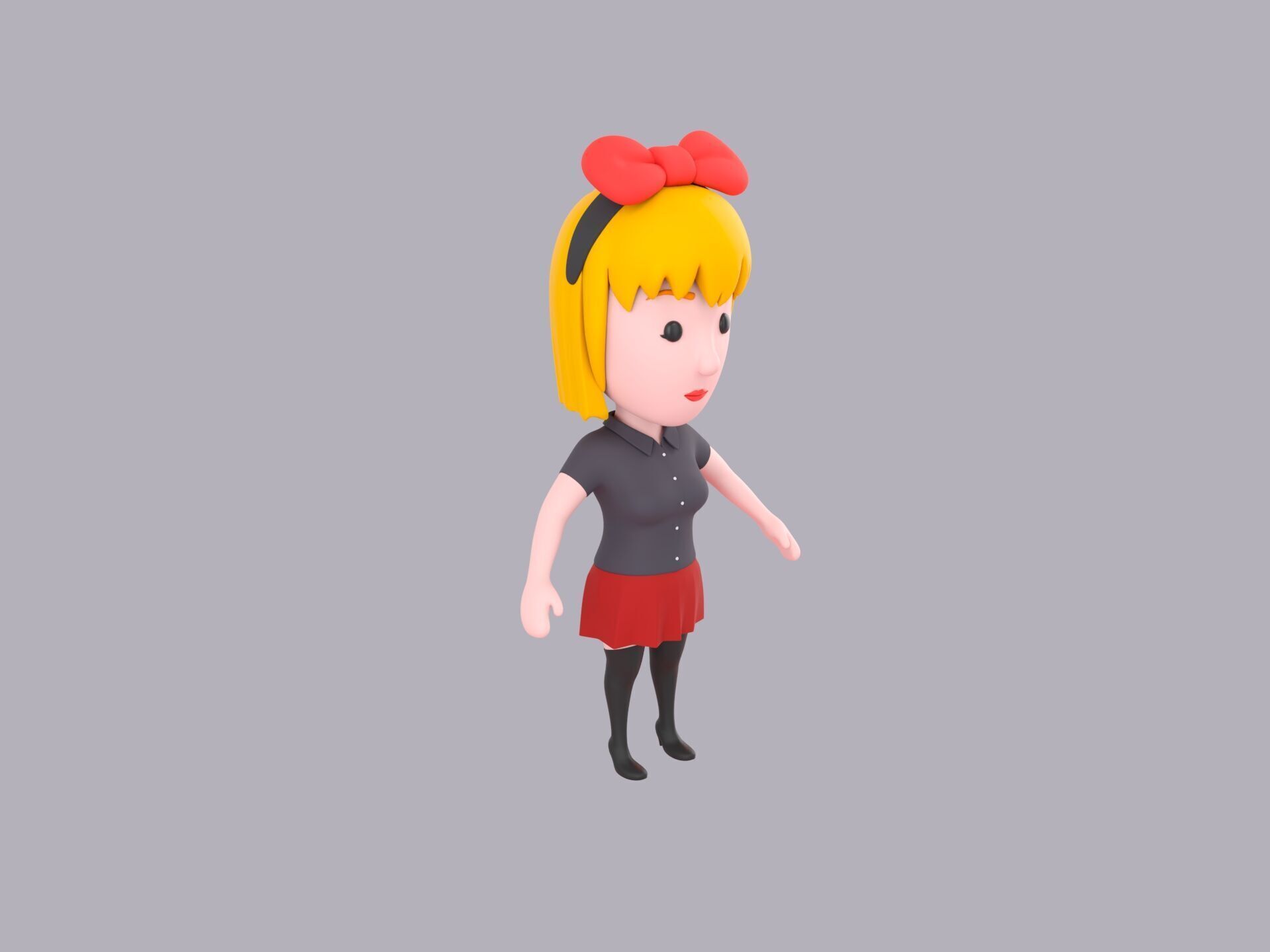 Cartoon Female Character Rigged 079 3D model_3