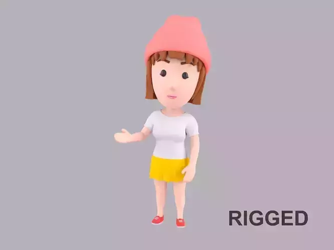 Cartoon Female Character Rigged 078