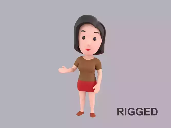Cartoon Female Character Rigged 077 3D model