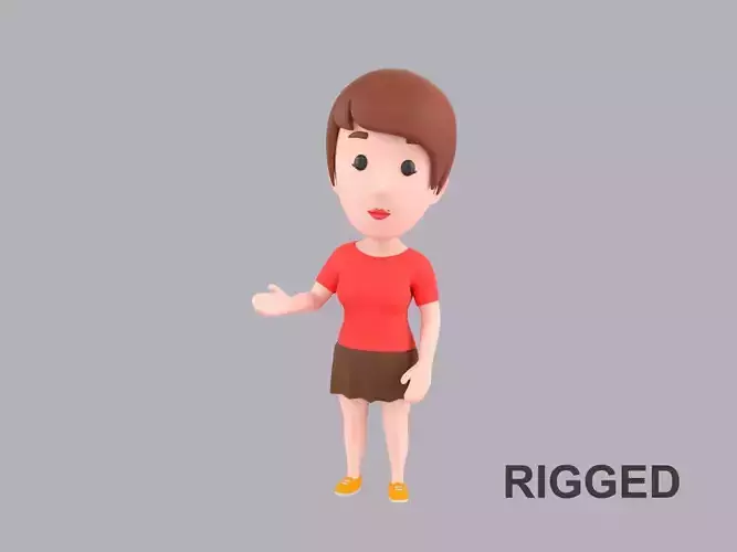 Cartoon Female Character Rigged 076